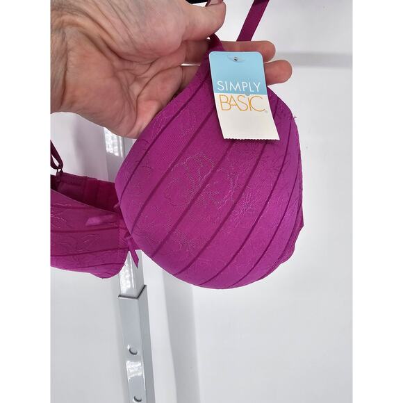 Vintage Y2K Simply Basic Womens Sz 36C Padded Push Up Bra Purple NEW - Picture 2 of 5